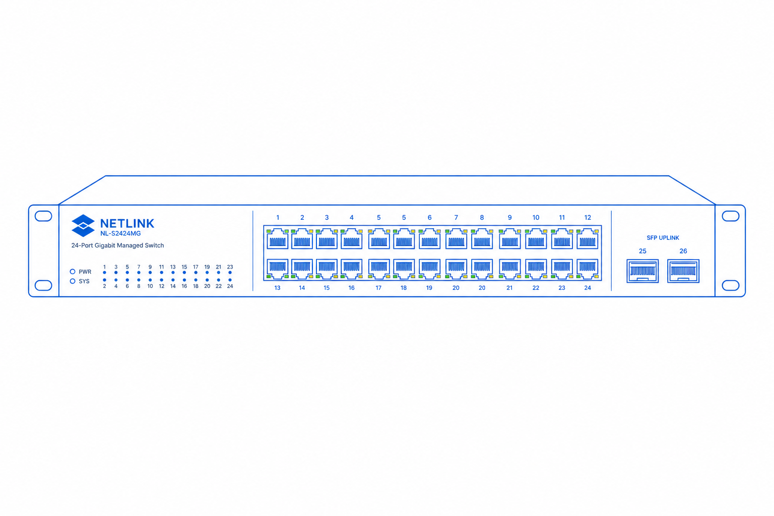 8-Port Managed Gigabit Switch product illustration for the CloudIP smb networking hardware catalog.